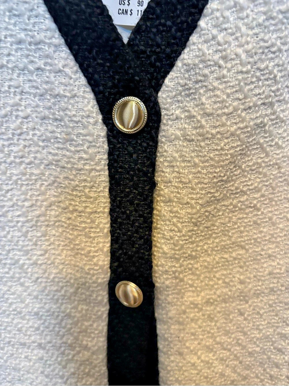 Abercrombie & Fitch The A&F Mara Tweed Vest Mini Dress Cream & Black sz Medium - Picture 7 of 11